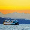 Sunset Over Olympic Mountains paint by number