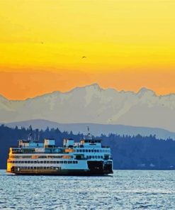 Sunset Over Olympic Mountains paint by number