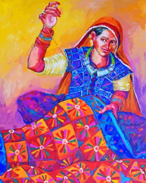 Woman Quilting Art paint by number