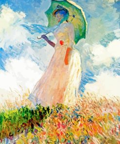 Woman With A Parasol By Claude Monet paint by number