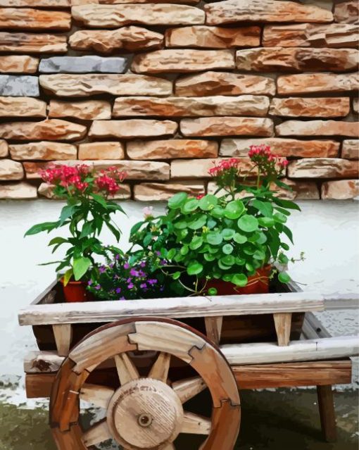 Adorable Flower Cart paint by number