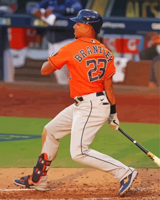 Baseball Left Fielder Michael Brantley paint by number