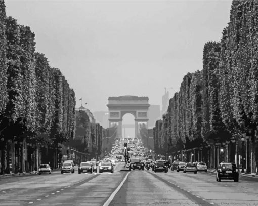 Black And White Champs Elysees paint by number