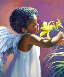 Black Baby Angel paint by number