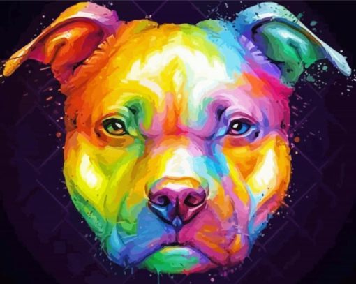 Colorful Pit Bull Art paint by number