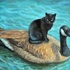 Duck And Black Cat paint by number