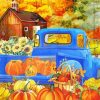 Fall With Blue Truck paint by number