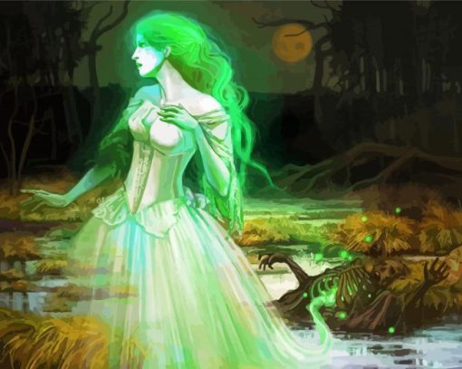 Fantasy Green Lady Art paint by number