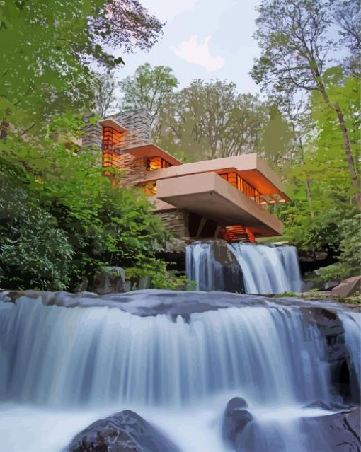 Frank Lloyd Wright Fallingwaters paint by number