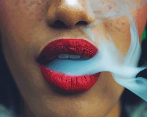 Girl Smoke Out Of Mouth paint by number