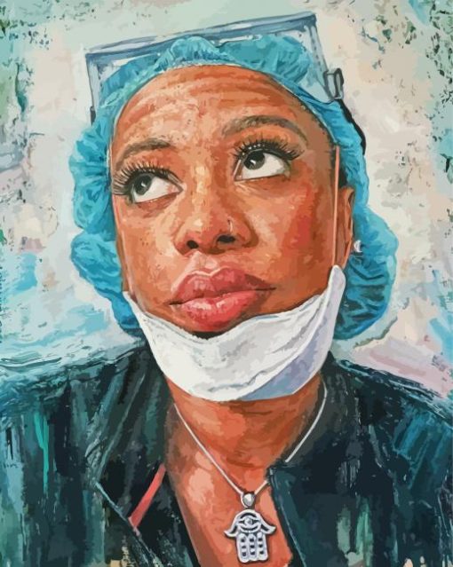 Gorgeous African American Nurse paint by number