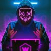 Hacker With Neon Mask paint by number