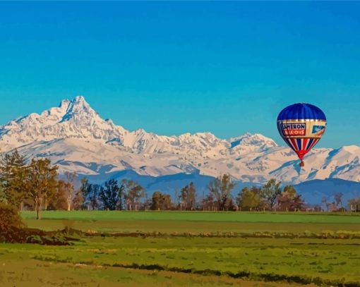 Hot Air Balloon And Mountain In Mondovi paint by number