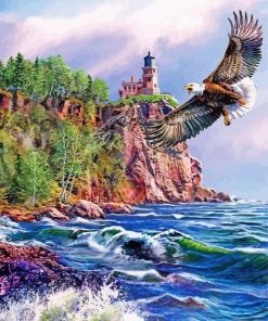 Lighthouse Eagle paint by number