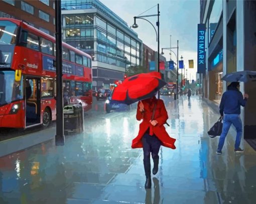 London In The Rain Illustration paint by number