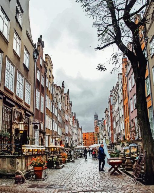 Mariacka Street In Gdansk In Poland paint by number