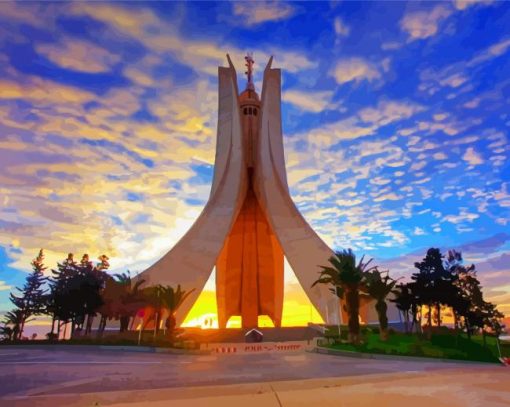 Monument Of The Martyr Algeria At Sunset paint by number