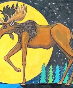 Moose And Moon Art paint by number