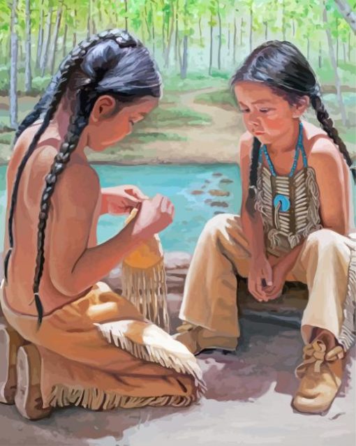 Native American Children Art paint by number