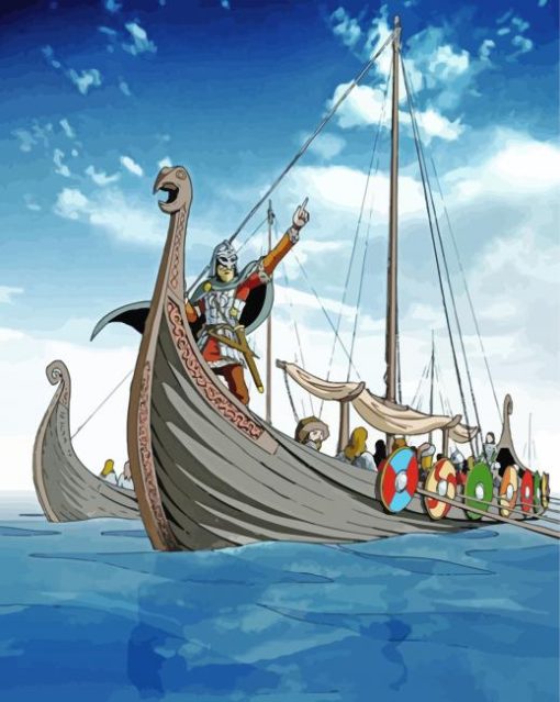 Norse Vikings Longboat paint by number