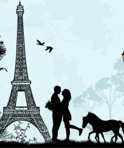 Paris Couple Silhouette paint by number