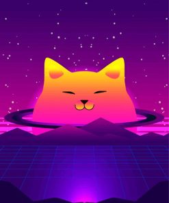 Retro Cat Planet paint by number