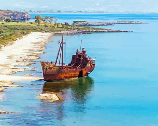 Rusty Wrack Ship paint by number