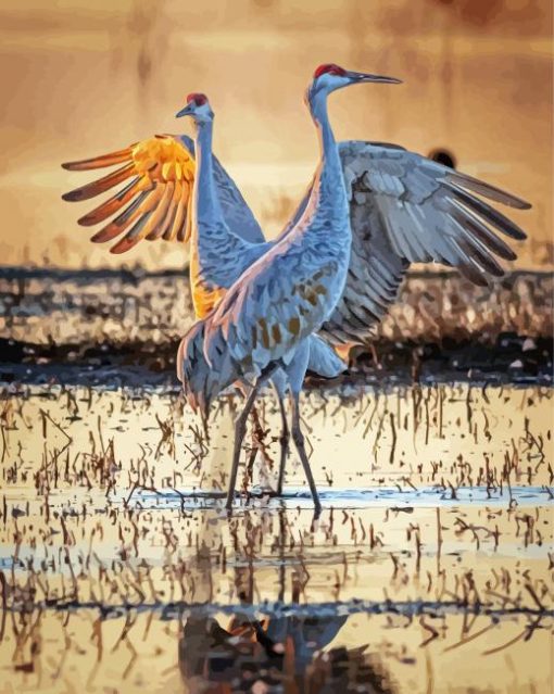 Sandhill Crane In Water paint by number