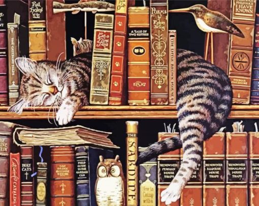 Sleeping Cat With Book paint by number