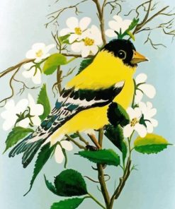 Yellow Finch And Flowers paint by number