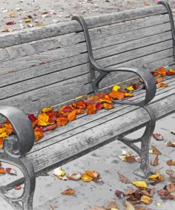 Aesthetic Fall Season Park Bench paint by number