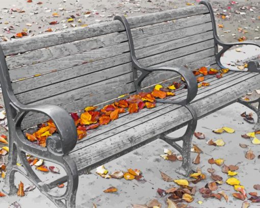 Aesthetic Fall Season Park Bench paint by number