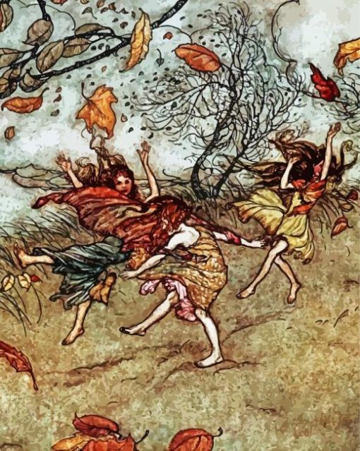 Autumn Fairies By Arthur Rackham paint by number