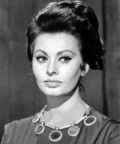 Black And White Italian Actress Sophia Loren paint by number