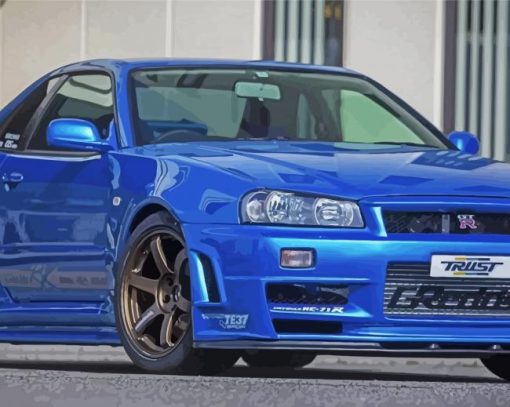 Blue Skyline Car paint by number