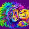 Colorful Lioness And Lion Art paint by number