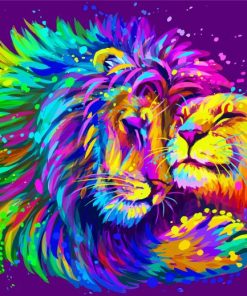 Colorful Lioness And Lion Art paint by number