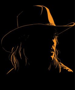 Girl With Cowboy Hat Silhouette paint by number