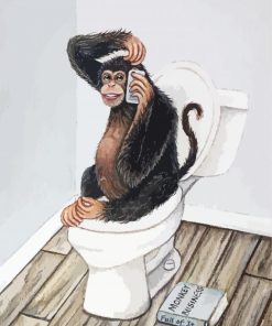 Monkey On Toilet With Phone Art paint by number