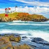 Nubble Lighthouse Seascape paint by number