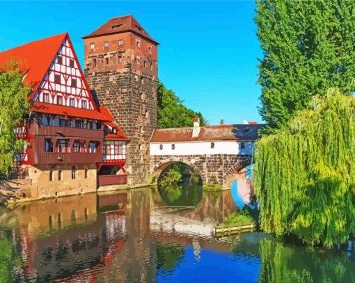 Nuremberg Bridge paint by number