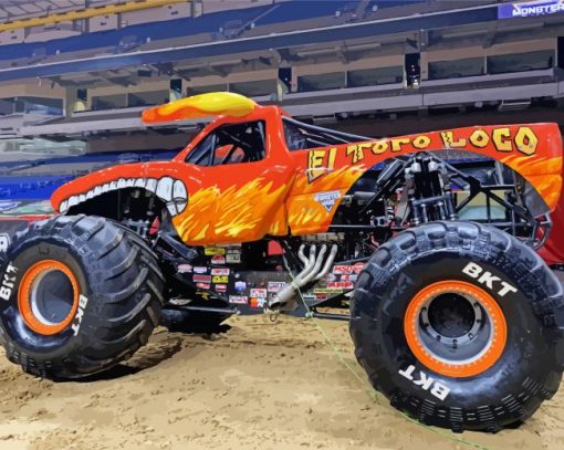 Orange Monster Truck paint by number