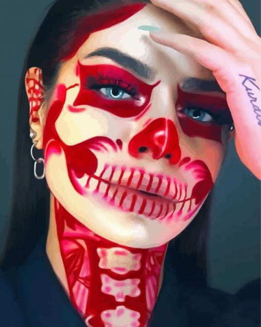 Red Skeleton Beauty paint by number