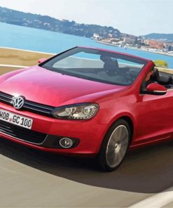 Red Vw Cabriolet paint by number