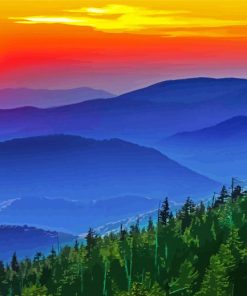 Sunset Appalachian Mountains paint by number