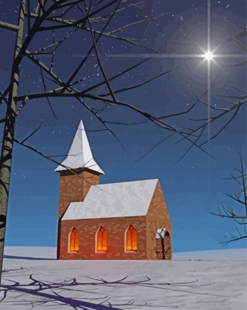 Winter Church paint by number