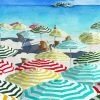 Aesthetic Beach With Umbrellas Art paint by number