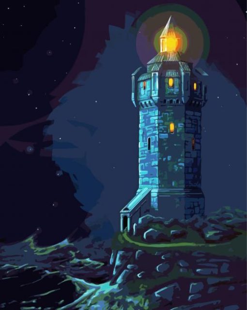 Aesthetic Medieval Lighthouse Art paint by number