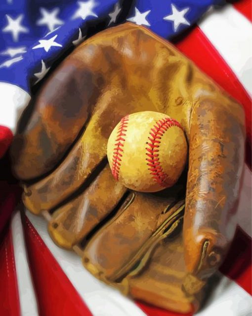 American Flag Baseballs Illustration paint by number