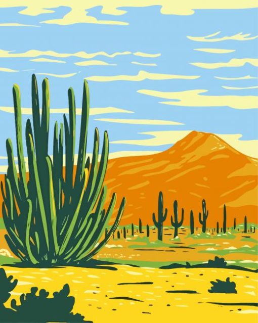 Arizona Poster Art Illustartion paint by number